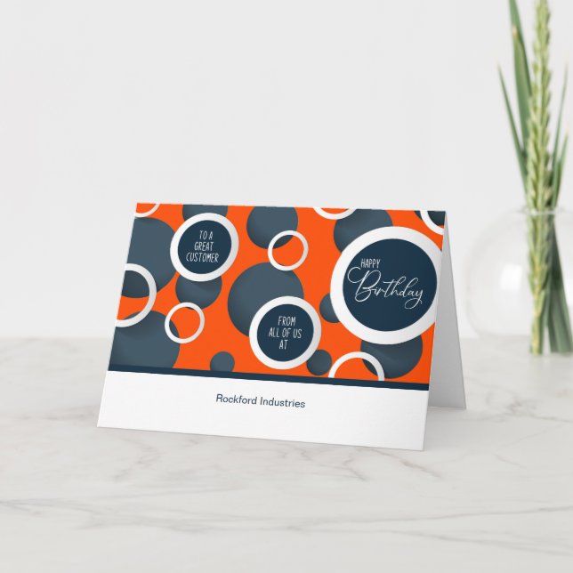 Carte Employee Birthday Orange Geometric Business Name (Devant)