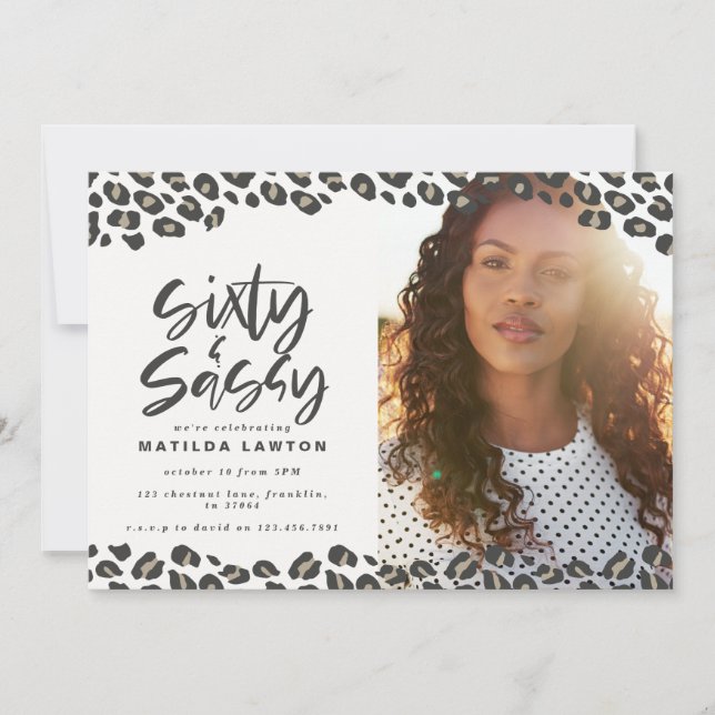 Carte Empreinte de léopard soixante et sassy 60e anniver (Devant)