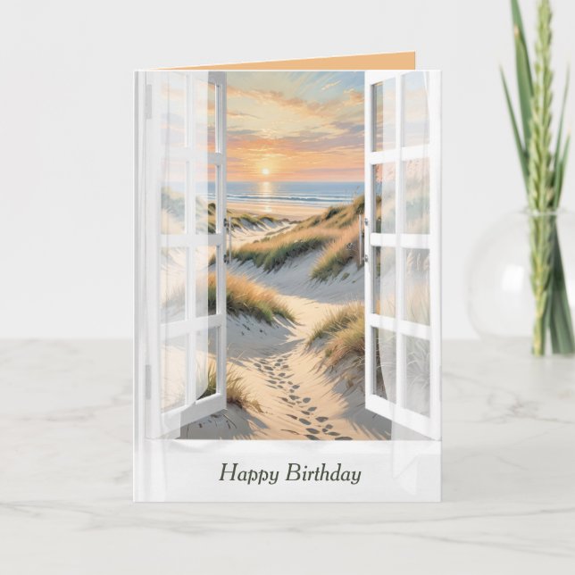 Carte Empreintes Anniversaires Dans La Fenêtre De Sable  (Devant)