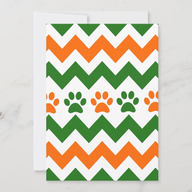 Carte Empreintes de pattes Chevron Puppy Orange Lime Amo (Devant)