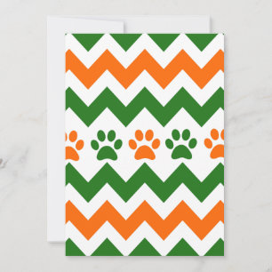 Carte Empreintes de pattes Chevron Puppy Orange Lime Amo