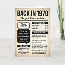 En 1970, l'année de votre naissance Anniversaire