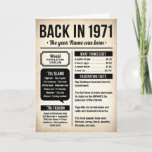 En 1971, l'année de votre naissance Anniversaire