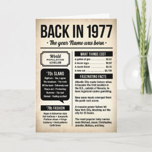 Carte En 1977, l'année de votre naissance Anniversaire