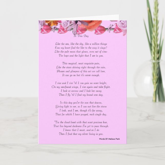 Carte En ce jour Love Poem Salutation (Devant)