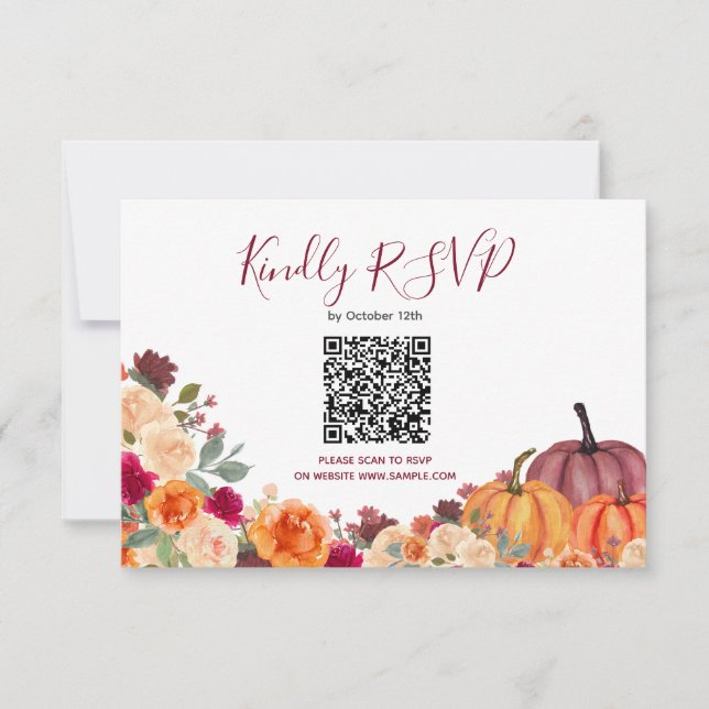 Carte En Ligne Bural Orange Citrouille Floral Rsvp (Devant)