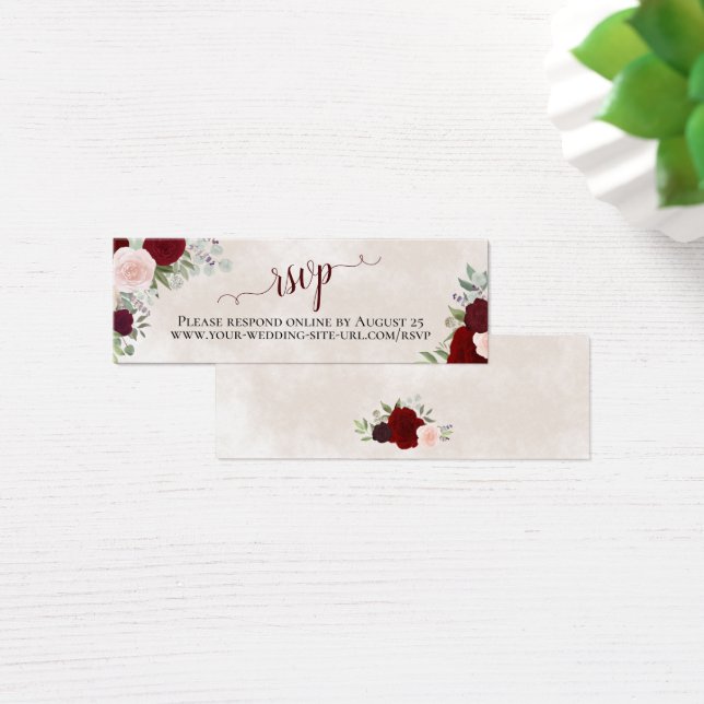 Carte en ligne RSVP de mariage rose et rouge rose (Bureau)