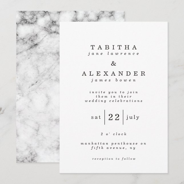 carte en marbre classique (Devant / Derrière)