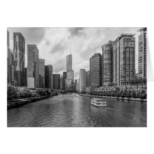 Carte En Niveaux De Gris De La Rivière Chicago Et  (Devant Horizontal)