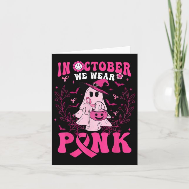 Carte En Octobre Nous Portons Chemise Rose Fantôme Hallo (Devant)