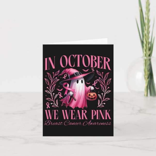 Carte En Octobre Nous Portons Rose Sorcière Fantôme Citr (Devant)