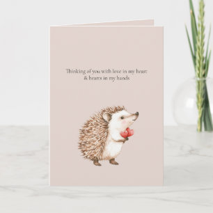 Carte En pensant à vous Hedgehog Hearts in Hands (crème)