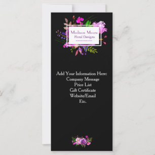 Carte en rack d'affaires pourpre floral Bouquet