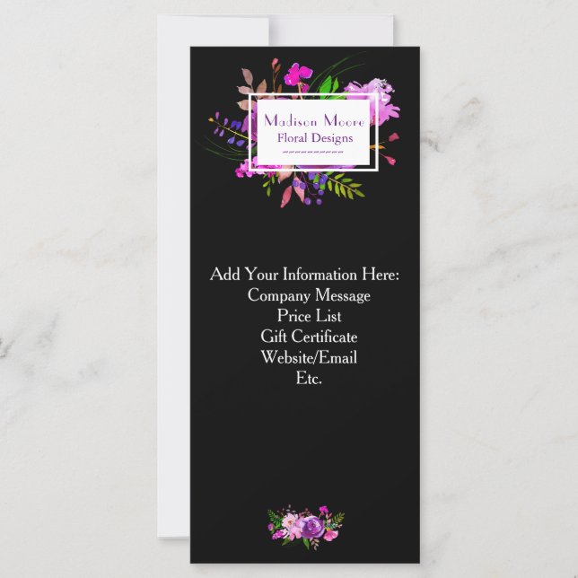 Carte en rack d'affaires pourpre floral Bouquet (Devant)