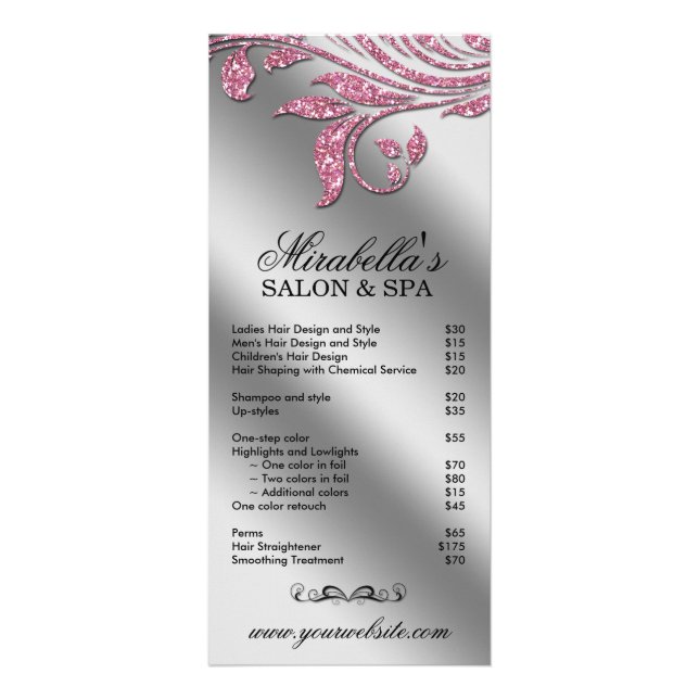 Carte en rack de salon Bijoux feuille floral rose  (Devant)