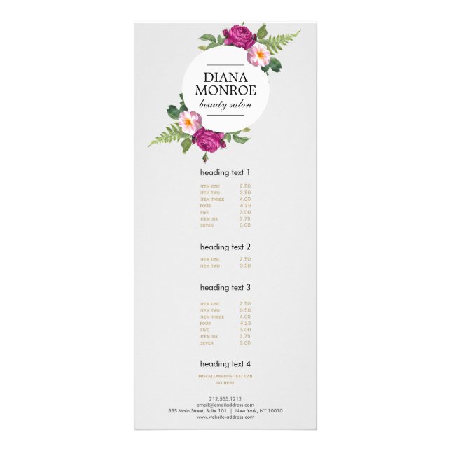 Carte en rack moderne Floral Wreath Grey Salon (Devant)