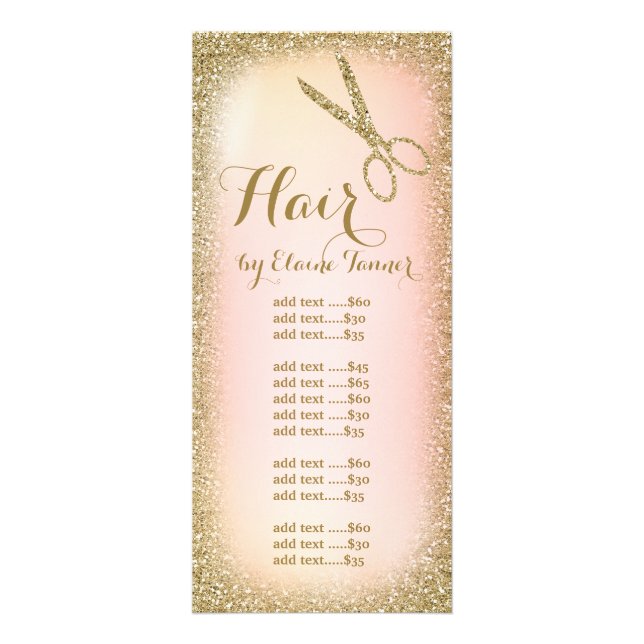 Carte en rack pour salon de coiffure Gold Parties  (Devant)