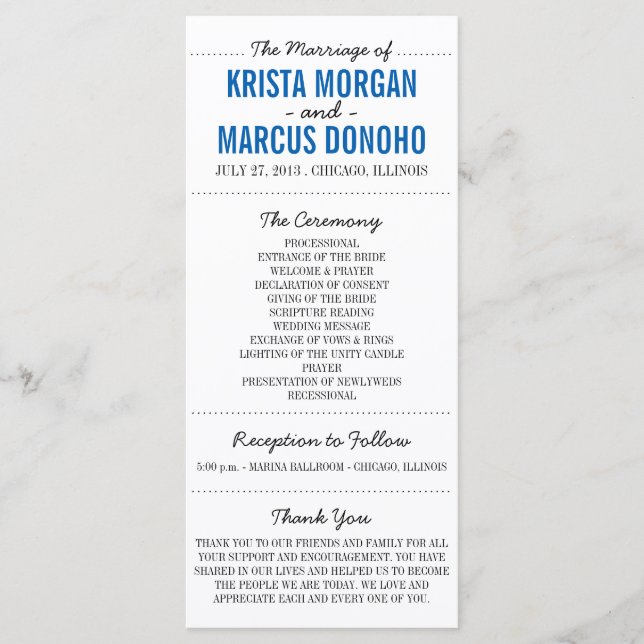 Carte en rack simple Silhouettes Wedding Program-2 (Devant)