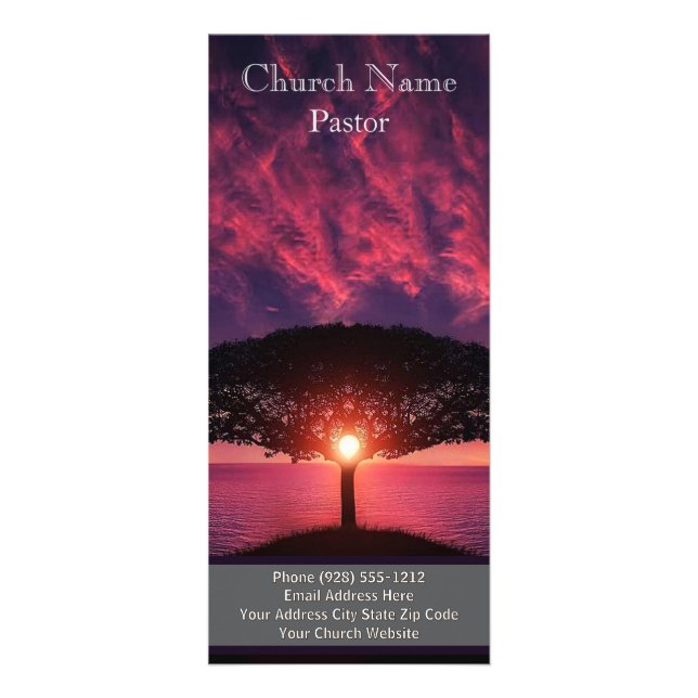 Carte en rack Sunset Ocean Tree Church, carte de m (Devant)