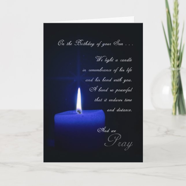 Carte En souvenir de la bougie bleue d'anniversaire du f (Devant)