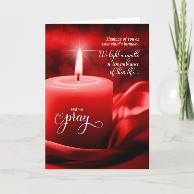 Carte En souvenir de la bougie rouge de l'anniversaire d (Devant)