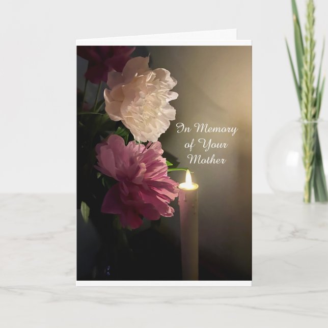 Carte En souvenir de ta mère avec la flamme des pivoines (Devant)