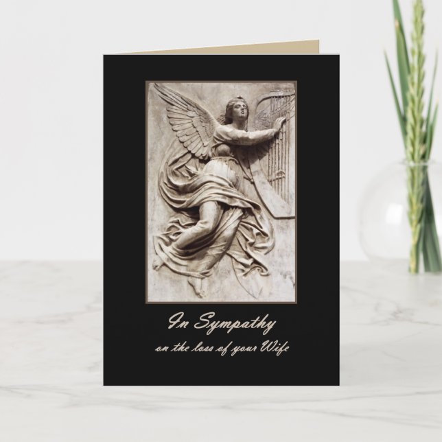 Carte En Sympathie - Perte de la Femme - Ange avec Harpe (Devant)