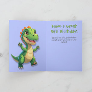 Carte En vichy Anniversaire Dinosaur Vert