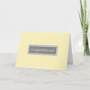Carte En vichy Jaune Félicitations pour l'attente