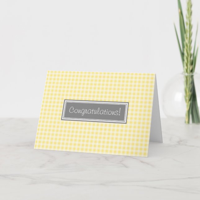Carte En vichy Jaune Félicitations pour l'attente (Devant)