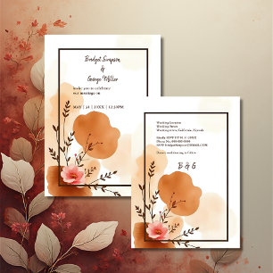 Carte Encadrement d'aquarelle florale de la Pêche d'auto