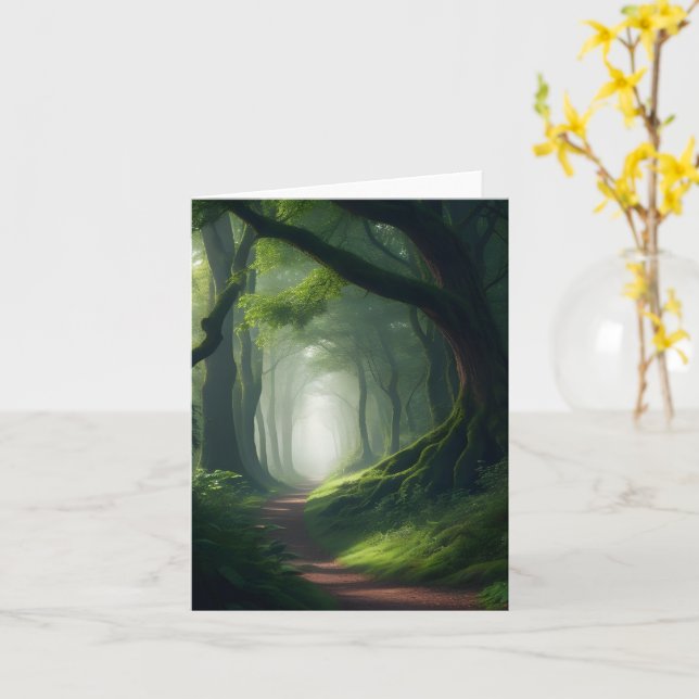 Carte Enchanted Forest Woods Blank Grey (Fleur jaune)