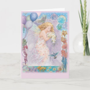 Carte Enchanter Violet Fée Anniversaire Salutation