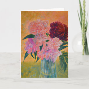 Carte Encore la vie avec Peonies Peinture voeux d'annive