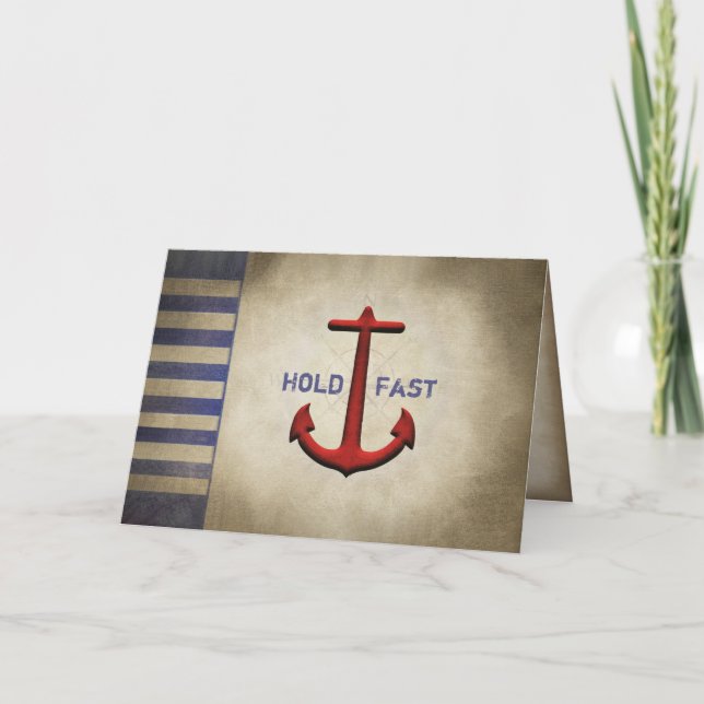 Carte encouragement à l'ancrage nautique rouge (Devant)