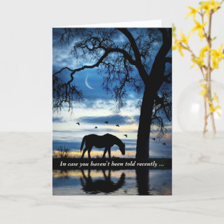Carte Encouragement Belle avec Cheval et Lune