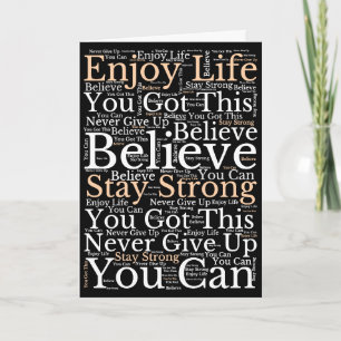 Carte Encouragement des expressions WordArt Motif Blanc 