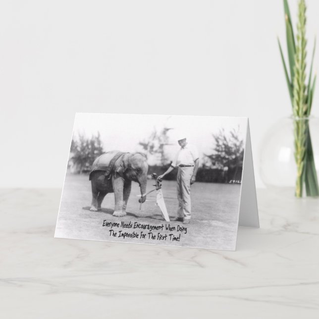 Carte Encouragement - Elephant Jouer Golf (Devant)