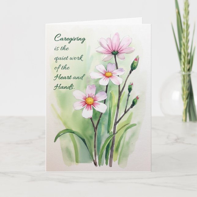 Carte Encouragement pour le soignant Mains cardiaques Aq (Devant)