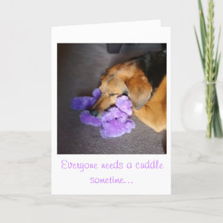 Carte Encouragement Puppy prend Teddy Bear Bouddles