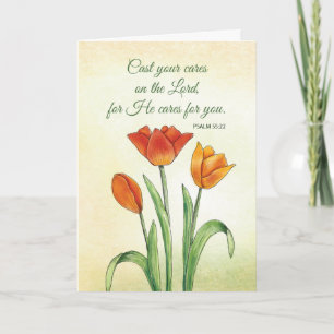 Carte Encouragement Religieux Cast Your Cares Tulip
