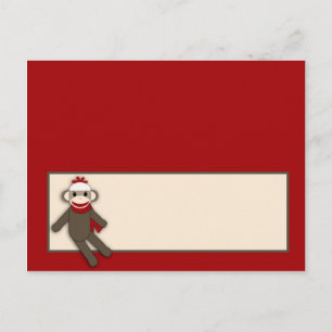 Carte Endroit Écrite Rouge Sock Monkey