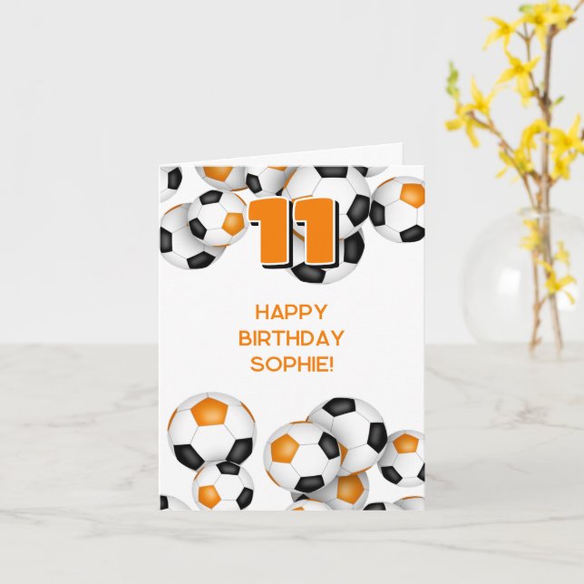 Carte enfant ado soccer joueur orange heureux anniversai (Fleur jaune)