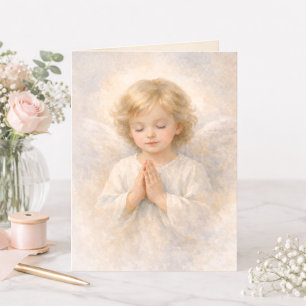 Carte Enfant ange priant Aquarelle Religieux