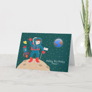 Carte Enfant astronaute à la fête d'anniversaire de la l
