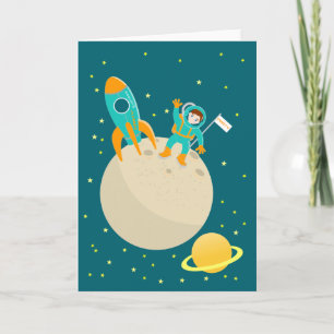 Carte Enfant astronaute à la fête d'anniversaire de la l