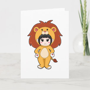Carte Enfant avec costume de lion