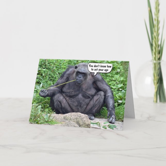 Carte Enfant Chimpanzé Obtenir un Humour plus âgé (Devant)