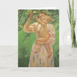 Carte Enfant cueillant des fruits par Cassatt, Bonne fêt