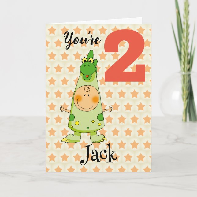 Carte enfant d'anniversaire de dragon (âge personnalisé) (Devant)